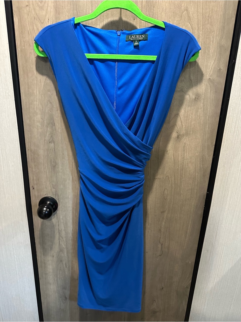 Lauren Ralph Lauren Cobalt Blue Ruched Wrap Dress Size 8